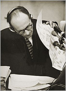 Eichmann reading through transcripts as hit trial in Jerusalem